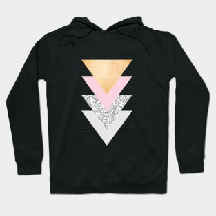 Geometric Triangles - Gold Pink and Marble Hoodie